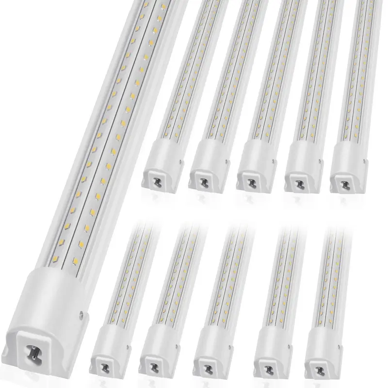 10 Pack Led Shop Light, 4 Ft, 40W Linkable Shop Light Fixture, 5000 Lm Ceiling Lights 59 In Power Cords With On/Off Switch 48 In Connector Cables, For Garage Warehouse Home Workkshop And Office 1