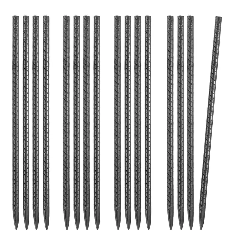 16-Inch 16 Pack Rebar Stakes Heavy Duty Straight Galvanized Steel Ground Anchors 1