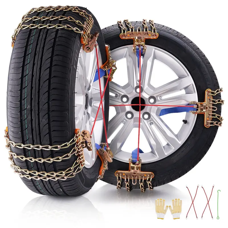 16 Pcs Snow Chains Tire Width 8-8.8 In/205-225 Mm For Car/Pickup/Suv/Truck 1