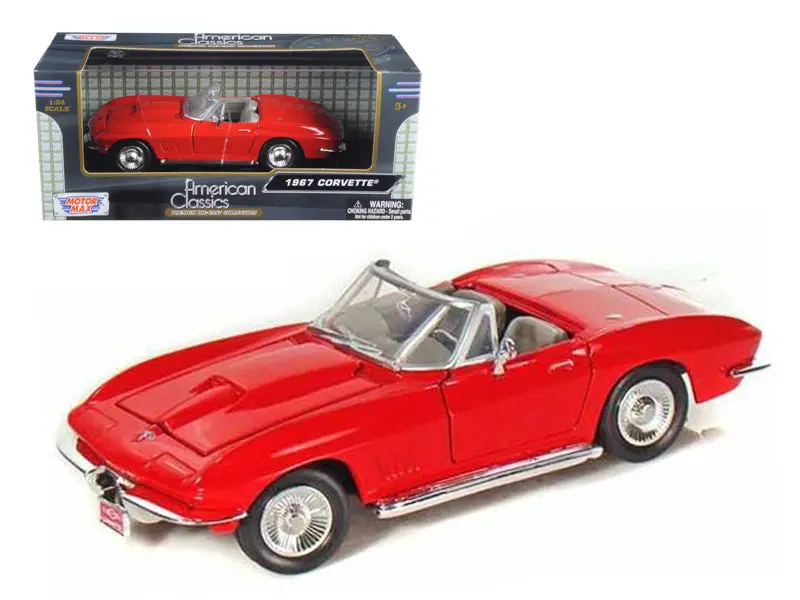 1967 Chevrolet Corvette Convertible Red 1/24 Diecast Model Car By Motormax 1