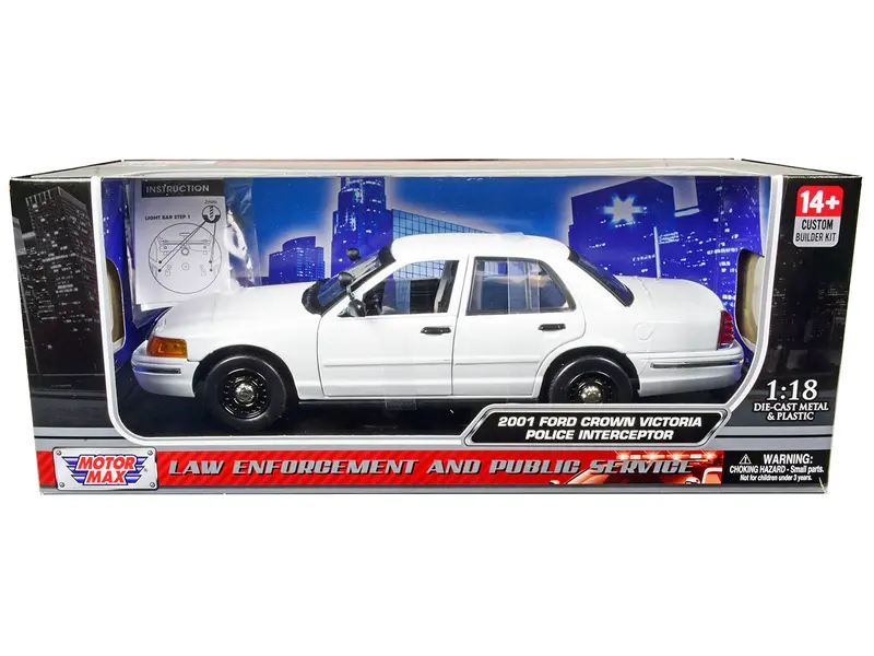 2001 Ford Crown Victoria Police Car Unmarked White "Custom Builder's Kit" Series 1/18 Diecast Model Car By Motormax 1
