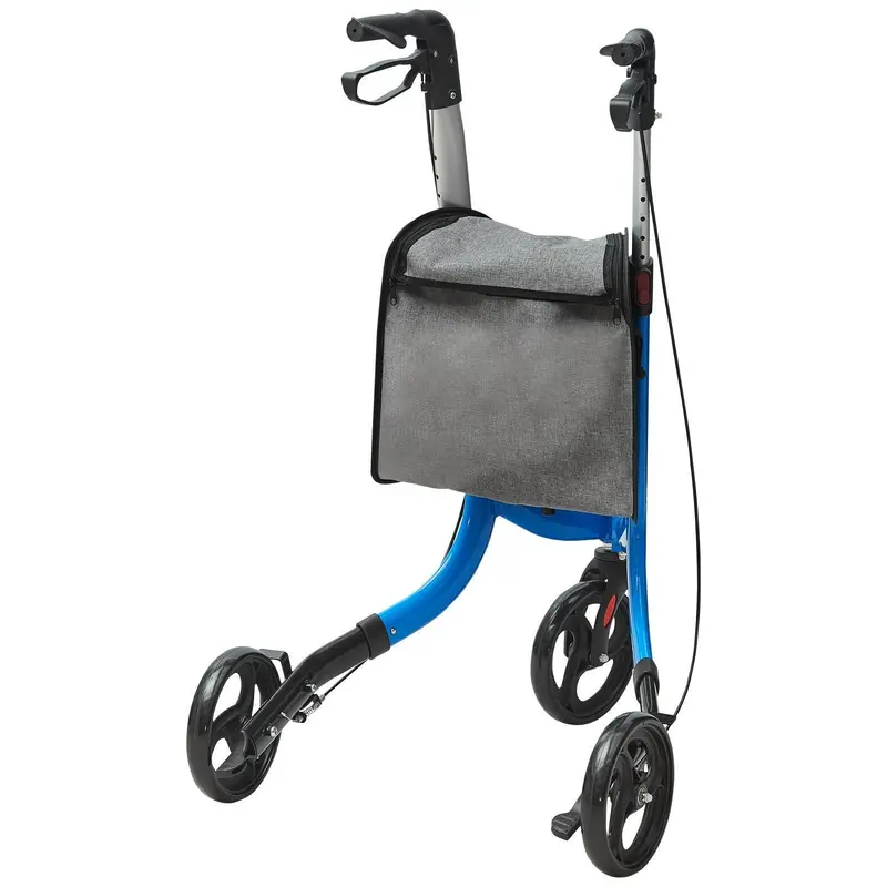 3 Wheels Rollator Walker For Seniors, Lightweight Aluminum Foldable Rolling Walker With Adjustable Handle, Outdoor Trio Mobility Walker With Large Wheels & Spacious Storage Bag, 260Lbs Capacity 1
