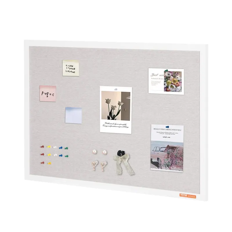 36"X24" White Cork Board With Linen Surface – Stylish Wall-Mounted Bulletin Board For Home, School, Office – Elegant & Functional Noticeboard 1