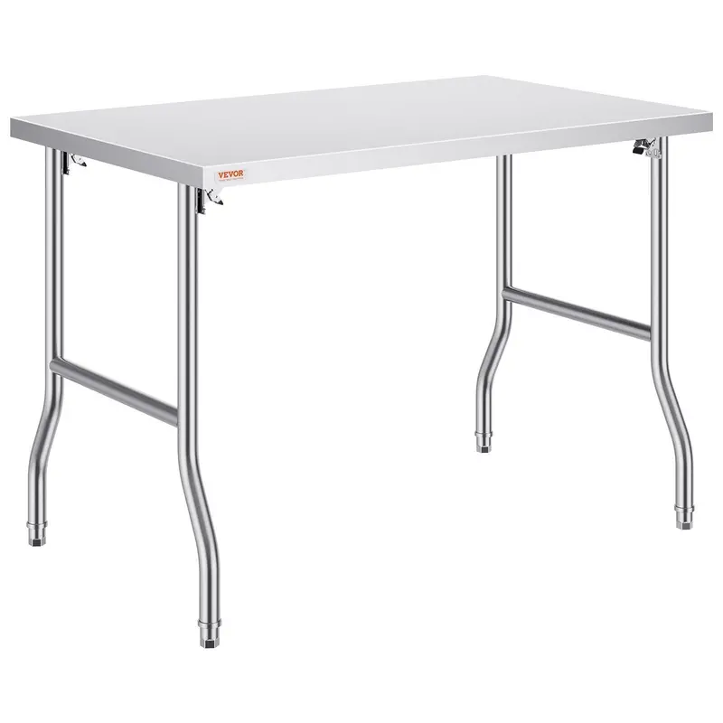 48 X 30 Inch Folding Commercial Prep Table Commercial Worktable Workstation, Heavy-Duty Stainless Steel Folding Table With 220 Lbs Load, Silver Stainless Steel Kitchen Island, Kitchen Work Table 1