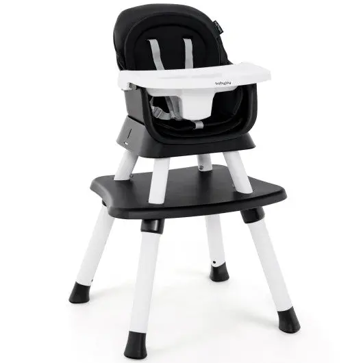6-In-1 Convertible Baby High Chair With Adjustable Removable Tray-Black 1