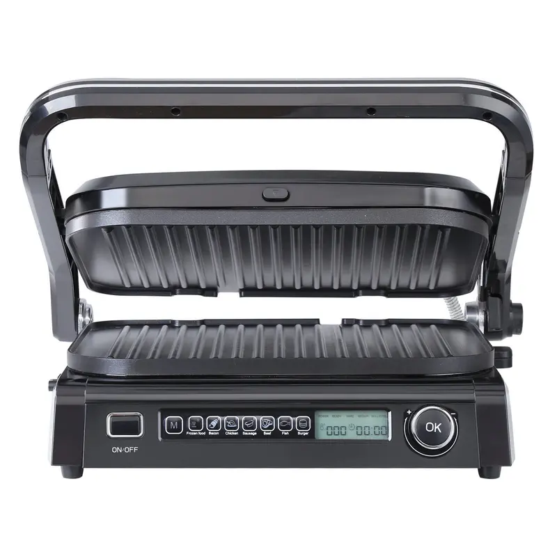 7 In 1 Commercial Electric Griddle, 14.4" 1800W Indoor Countertop Grill, Stainless Steel Restaurant Teppanyaki Grill With Non Stick Iron Cooking Plate, 0-446°F Adjustable Temp Control 110V 1