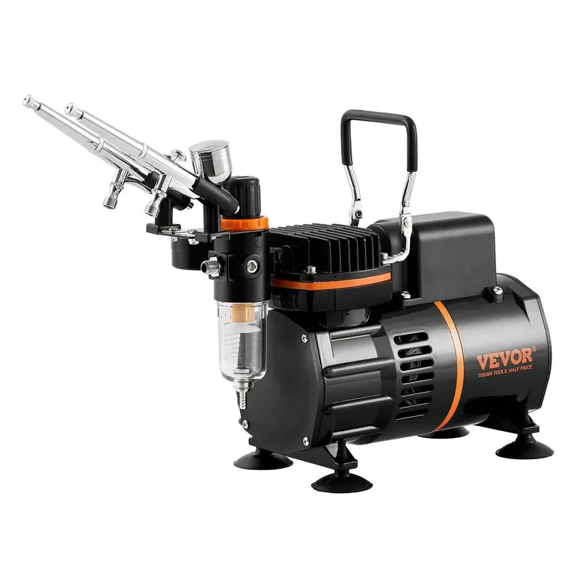 Airbrush Kit, Dual Fan Air Compressor Professional Airbrushing System Kit With 3 Airbrushes, Holder, Color Mixing Wheel, Cleaning Brush Set, Air Brush Set For Art Nail Cookie Tattoo Makeup Cake 1
