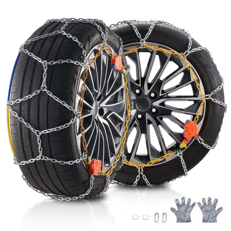 Auto Tightening Snow Chains Diamond Mesh Anti-Slip Traction Wheel Chains 1