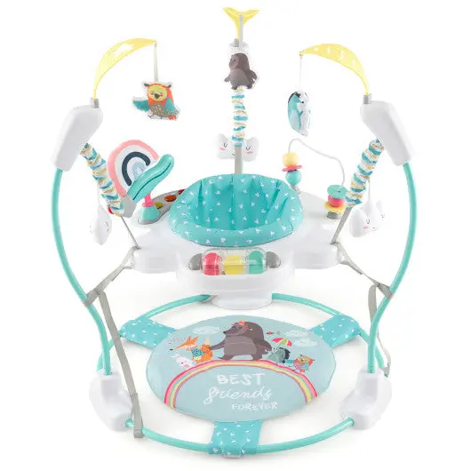 Baby Activity Center Height Adjustable Baby Bouncing Saucer With Interactive Toys-Blue 1