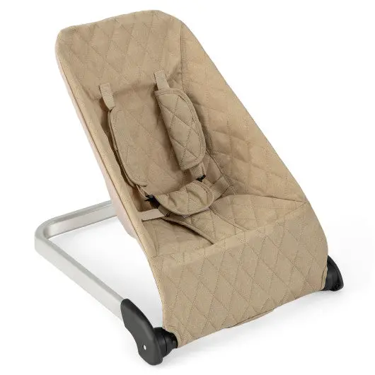 Baby Bouncer Seat With Aluminum And Metal Frame-Beige 1