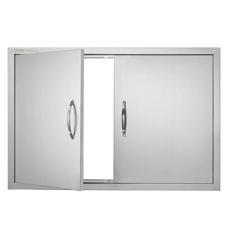 Bbq Access Door, 36W X 24H Inch Double Outdoor Kitchen Door, Stainless Steel Flush Mount Door, Wall Vertical Door With Handles, For Bbq Island, Grilling Station, Outside Cabinet 1