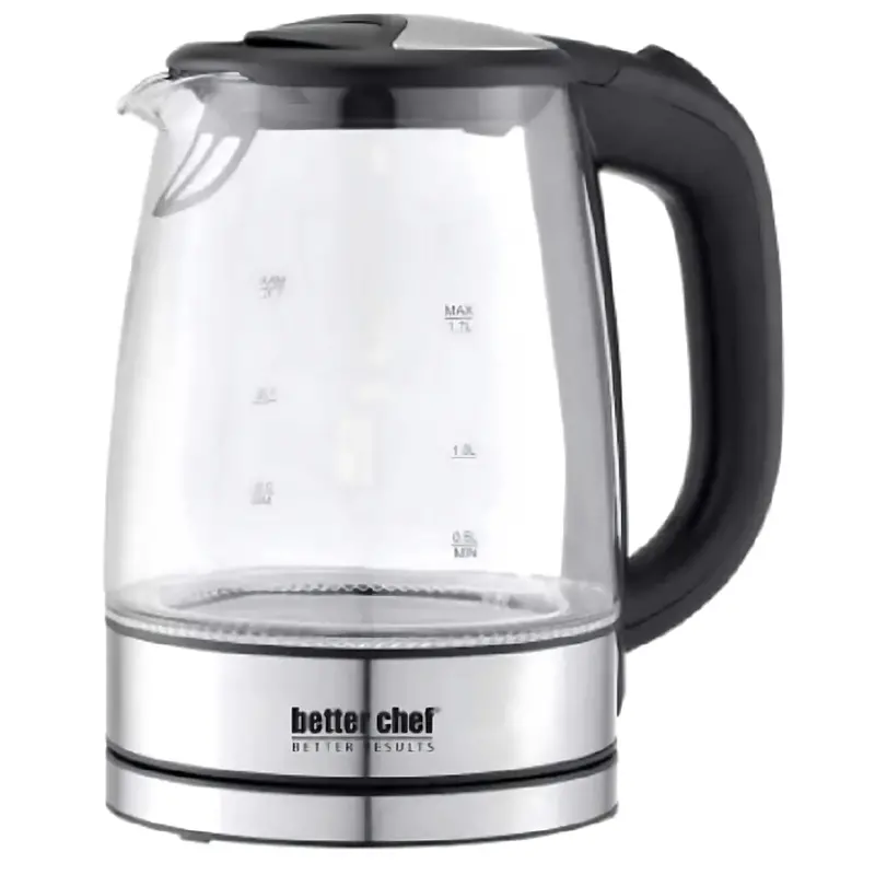 Better Chef 1100-Watt Glass Electric Cordless Kettle With Stainless Accents - Steel 1