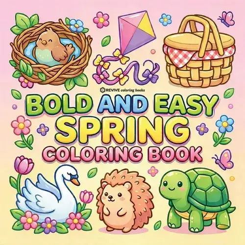 Bold & Easy Spring Coloring Book: Cozy, Cute & Relaxing Stress Relief Coloring-Perfect Cozy Girl Gift! - Paperback 1
