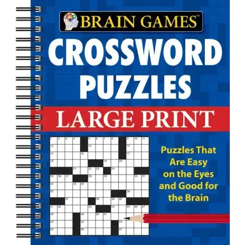 Brain Games - Crossword Puzzles - Large Print (Blue) - Spiral 1