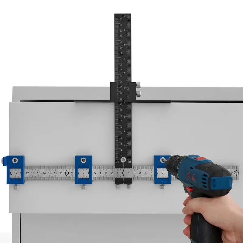 Cabinet Hardware Jig, Aluminum Alloy And Stainless Steel Cabinet Handle Jig With Center Punch, Adjustable Cabinet Hardware Template For Installation Of Door Drawer Front Knobs Handles And Pulls 1