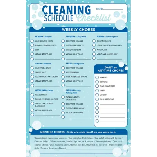 Cleaning Schedule Checklist Note Pad (60 Sheets) - Hardcover 1