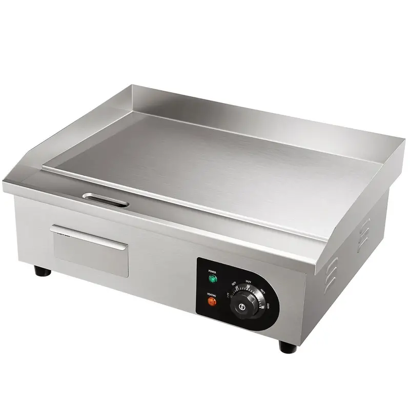Commercial Electric Griddle, 21", 1600W Countertop Flat Top Grill, Stainless Steel Teppanyaki Grill, 122-572 Degree Fahrenheit Adjustable Temp Control 2 Shovels & Brushes, 1
