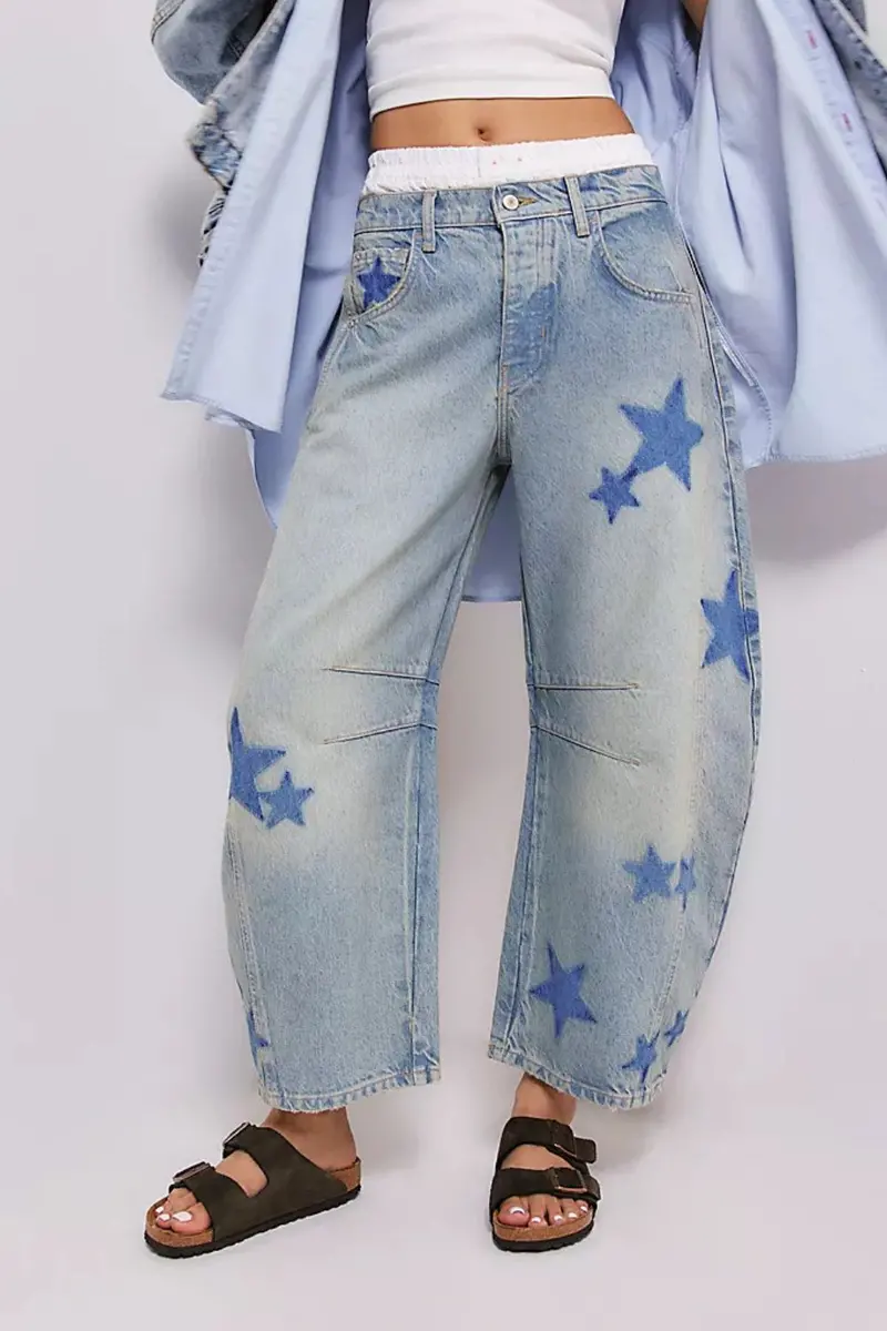 Contrast Star Wide Leg Jeans 1