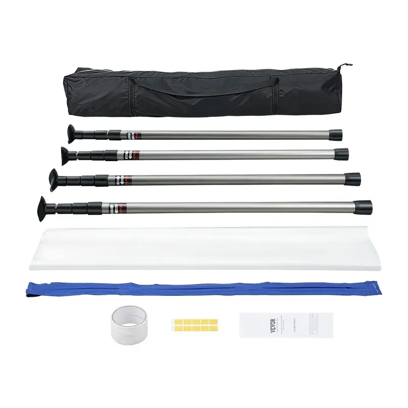 Dust Barrier Poles, 10 Ft Barrier Poles, Dust Barrier System With 4 Telescoping Poles, Carry Bag And 32.8X13.12 Ft Plastic Film, For Interior Decoration, Painting 1