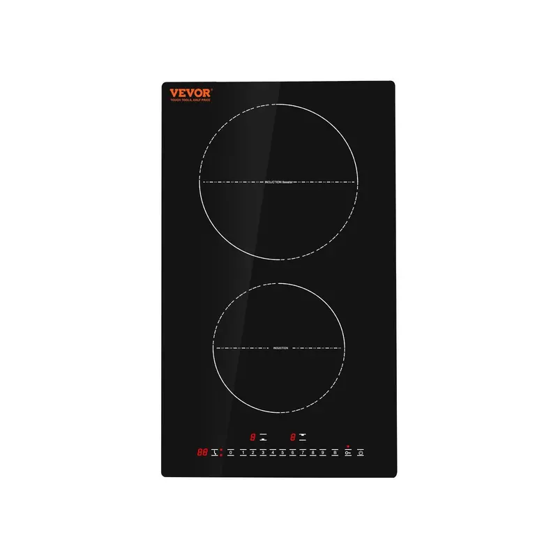 Electric Cooktop, 2 Burners, 12'' Induction Stove Top, Built-In Magnetic Cooktop 3000W, 9 Heating Level Multifunctional Burner, Led Touch Screen W/ Child Lock & Over-Temperature Protection 1