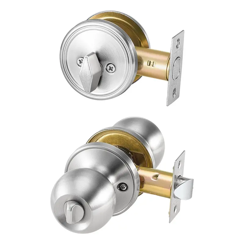 Entry Door Knob And Deadbolt Set Satin Nickel Single Cylinder Deadbolt 1