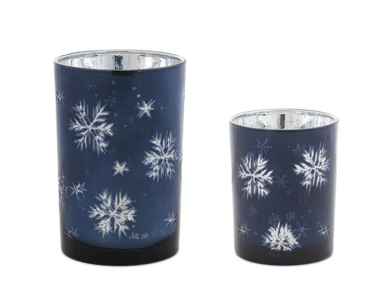 Frosted Votive Candle Holder With Snowflake Design (Set Of 2) 1