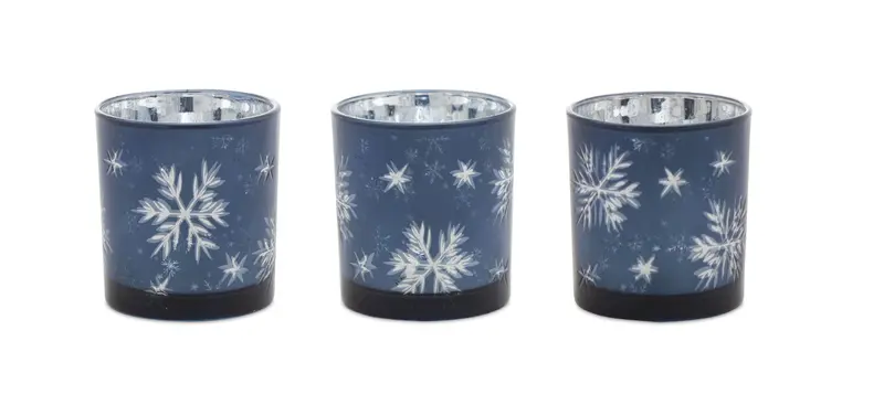 Frosted Votive Candle Holder With Snowflake Design (Set Of 3) 1