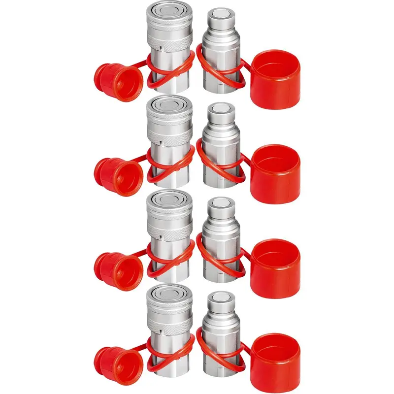 Hydraulic Quick Connect 1/2 Body With 1/2" Npt Thread Hydraulic Coupler 4 Pairs Hydraulic Coupling Quick Connect 45.5 L/Min Hydraulic Quick Coupler (Iso 16028) 1