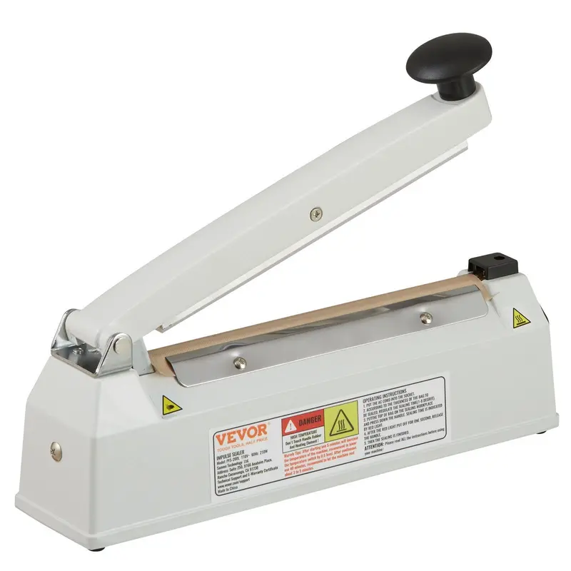 Impulse Sealer 8 Inch, Manual Heat Sealing Machine With Adjustable Heating Mode, Aluminum Shrink Wrap Bag Sealers For Plastic Mylar Pe Pp Bags, Portable Poly Bag Sealer With Extra Replace Kit 1