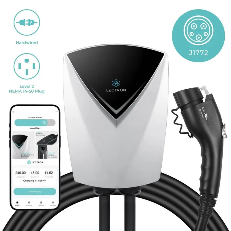 Lectron Home Level 2 J1772 V-Box Pro Ev Charging Station Wifi App Version | 240V | 48 Amp | Nema 14-50 / Hardwired 1