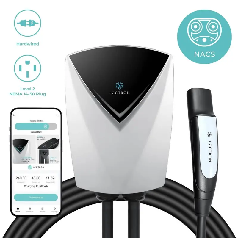Lectron Home Level 2 Nacs Tesla V-Box Pro Ev Charging Station Wifi App Version | 240V | 48 Amp | Nema 14-50 / Hardwired 1
