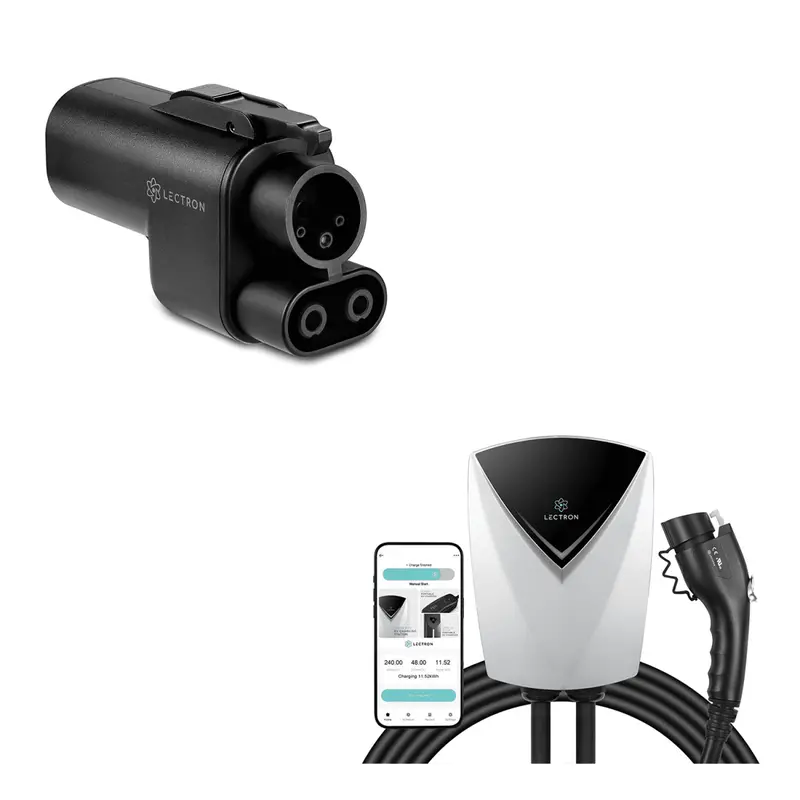 Lectron Nacs To Ccs Adapter With Interlock | 1000V | 500 Amp + Level 2 J1772 V-Box Pro Ev Charging Station Wifi App Version | 240V | 48 Amp Bundle 1