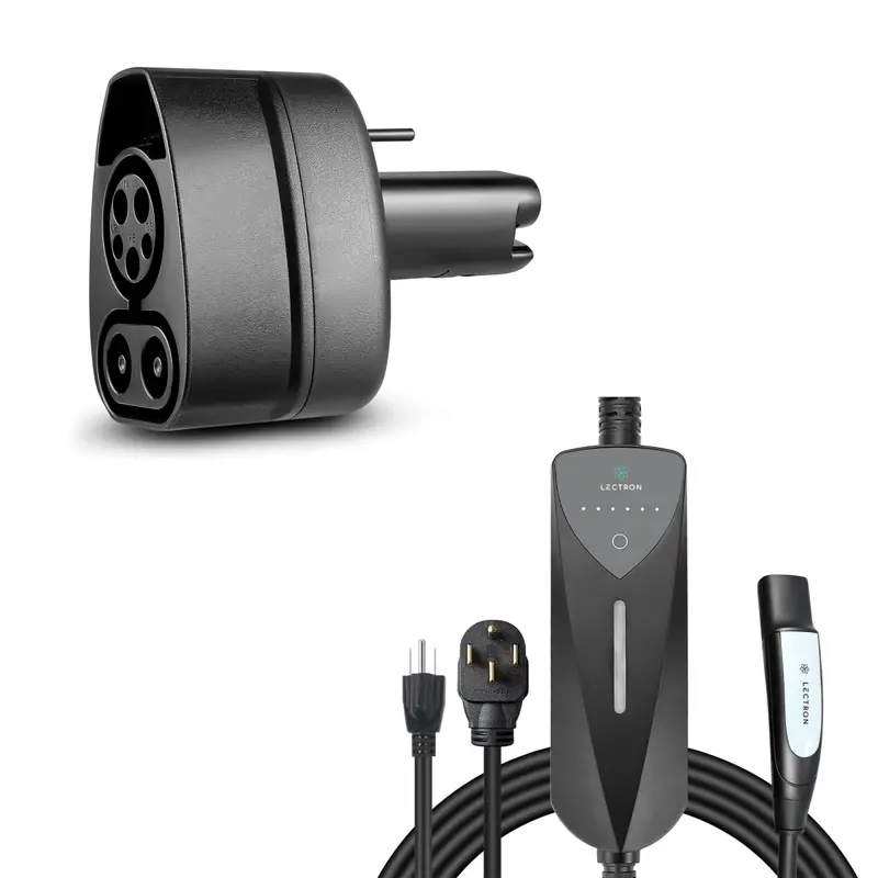 Lectron Portable Level 1 & 2 Adjustable Current Tesla Nacs Ev Charger + Ccs To Tesla (Nacs) Ev Adapter (500A / 1000V) Bundle 1