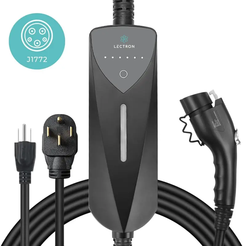 Lectron Portable Level 1 & 2 J1772 Ev Charger | 120V & 240V | Adjustable Current 8-40A | Nema 5-15 & 14-50 1