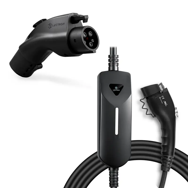 Lectron Portable Level 1 & 2 J1772 Ev Charger + Tesla To J1772 Ev Adapter Bundle | 120V & 240V | 12 & 40 Amp | Nema 5-15 & 14-50 1