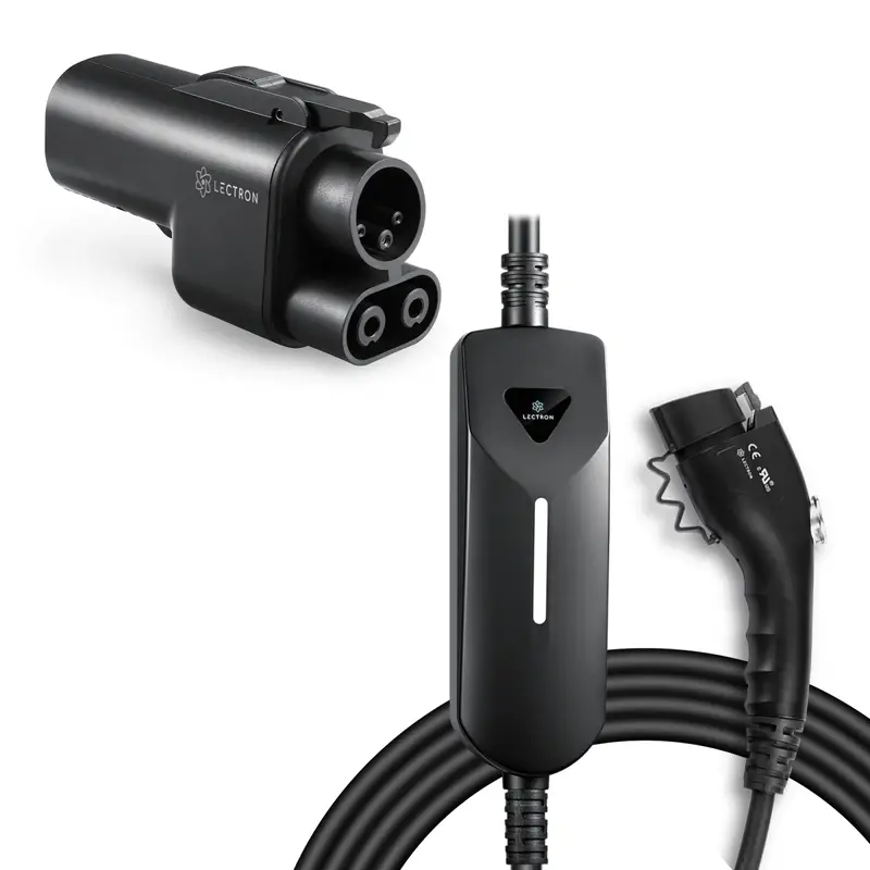 Lectron Portable Level 1 & 2 J1772 Ev + Nacs To Ccs Adapter Bundle | 120V & 240V | 12 & 40 Amp | Nema 5-15 & 14-50 1
