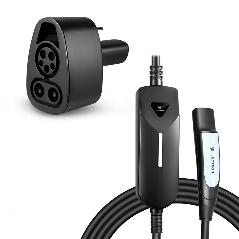 Lectron Portable Level 1 & 2 Tesla Nacs Ev Charger + Lectron Ccs To Tesla (Nacs) Ev Adapter Bundle | 110V & 240V | 12 & 40 Amp | Nema 5-15 & 14-50 1