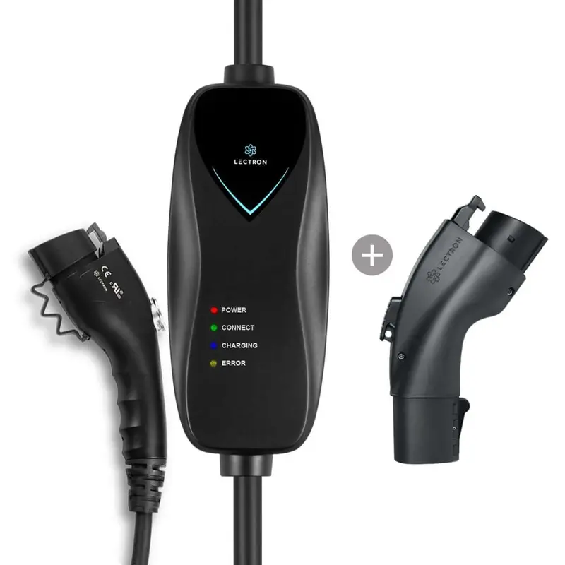 Lectron Portable Level 1 J1772 Ev Charger + 48 Amp Tesla To J1772 Ev Adapter Bundle | 120V | 15 Amp | Nema 5-15 1