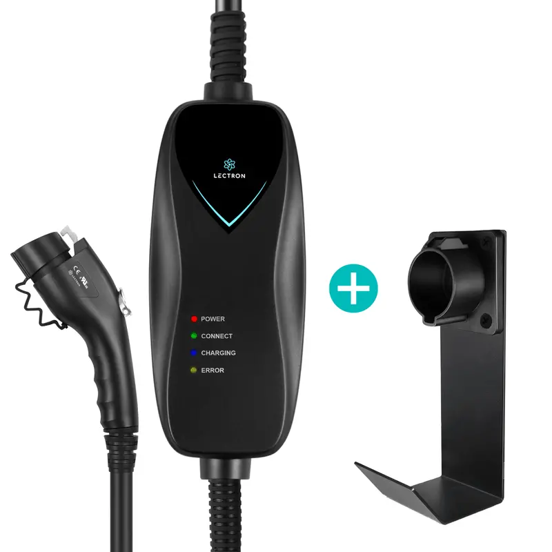 Lectron Portable Level 1 J1772 Ev Charger + Charger Handle Dock And J-Hook Bundle | 120V | 15 Amp | Nema 5-15 1