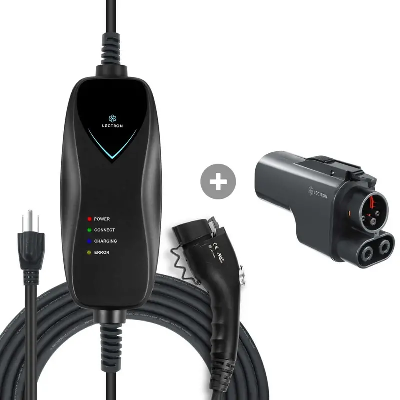 Lectron Portable Level 1 J1772 Ev Charger + Tesla Supercharger (Nacs) To Ccs Adapter Bundle (Charger: 15A / 110V / Nema 5-15 | Adapter: 500A / 1000V) 1