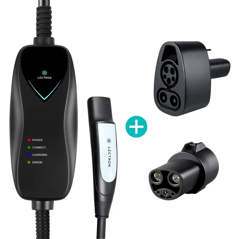 Lectron Portable Level 1 Tesla Charger + Ccs To Tesla Adapter + J1772 To Tesla Adapter Bundle | 120V | 15 Amp | Nema 5-15 1