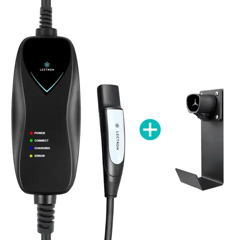 Lectron Portable Level 1 Tesla Charger + Charger Handle Dock And J-Hook | 120V | 15 Amp | Nema 5-15 1