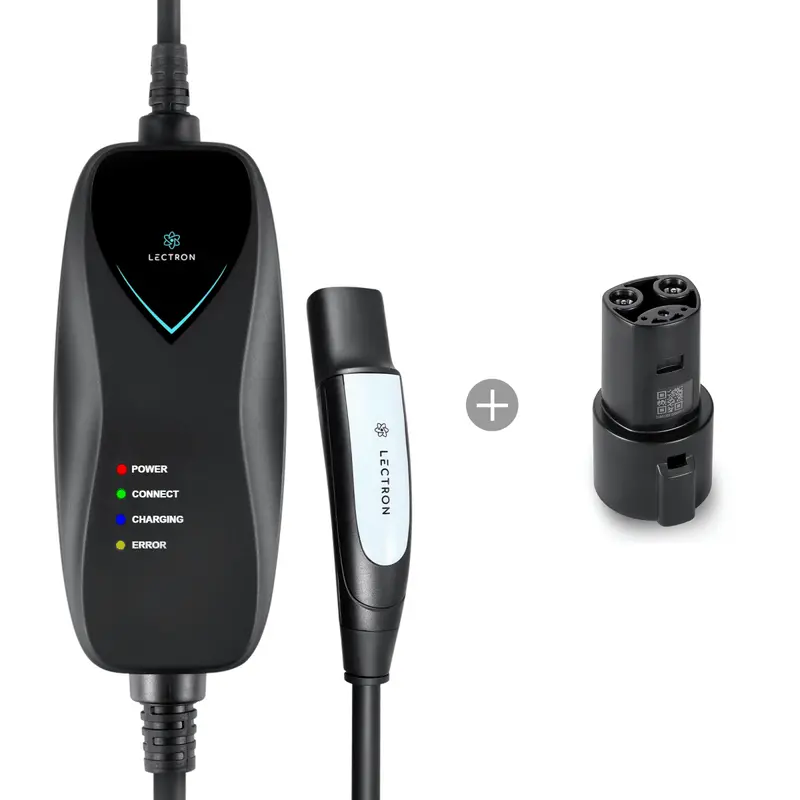 Lectron Portable Level 1 Tesla Ev Charger + 80 Amp J1772 To Tesla Adapter Bundle | 120V | 15 Amp | Nema 5-15 1