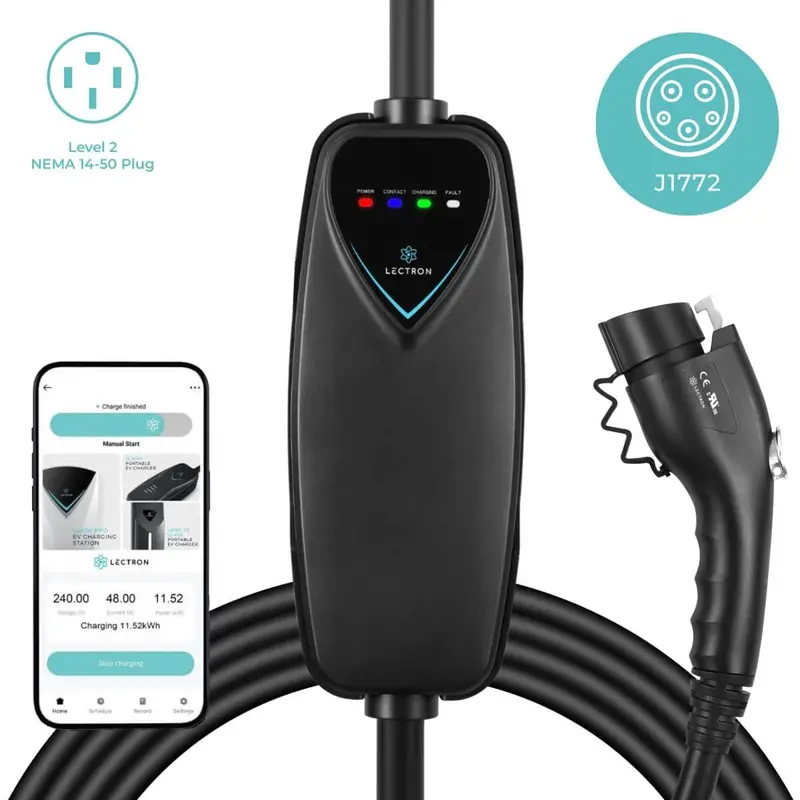 Lectron Portable Level 2 J1772 Ev Charger | 240V | 40 Amp | Nema 14-50 1