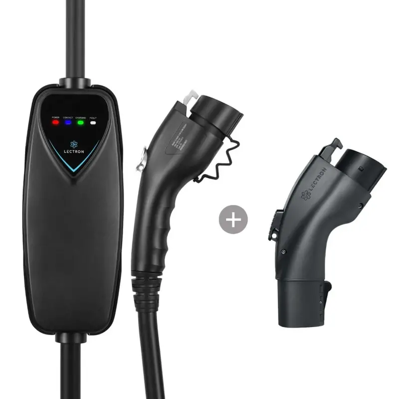 Lectron Portable Level 2 J1772 Ev Charger + 48 Amp Tesla To J1772 Ev Adapter Bundle| 240V | 40 Amp | Nema 14-50 | 16 Ft Cord 1
