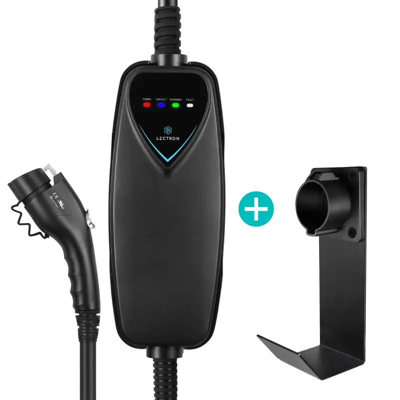 Lectron Portable Level 2 J1772 Ev Charger + Charger Handle Dock And J-Hook | 240V | 40 Amp | Nema 14-50 1