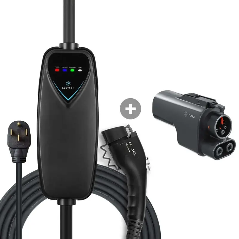 Lectron Portable Level 2 J1772 Ev Charger + Tesla Supercharger (Nacs) To Ccs Adapter Bundle (Charger: 40A / 240V / Nema 14-50 | Adapter: 500A / 1000V) 1