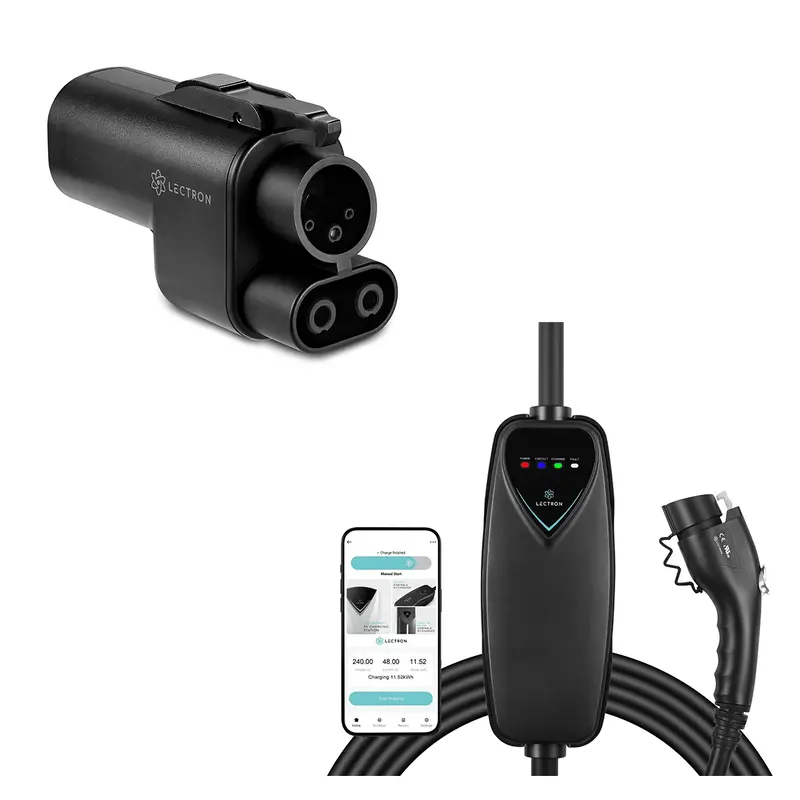 Lectron Tesla Supercharger (Nacs) To Ccs Adapter With Interlock (500A / 1000V) + Level 2 J1772 Charger (Wifi Version) | 240V | 40 Amp | Nema 14-50 Bundle 1