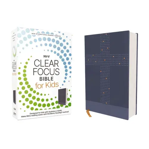 Nirv, Clear Focus Bible For Kids (Help Kids With Adhd Or Dyslexia Read With Confidence), Leathersoft, Blue - Leather 1