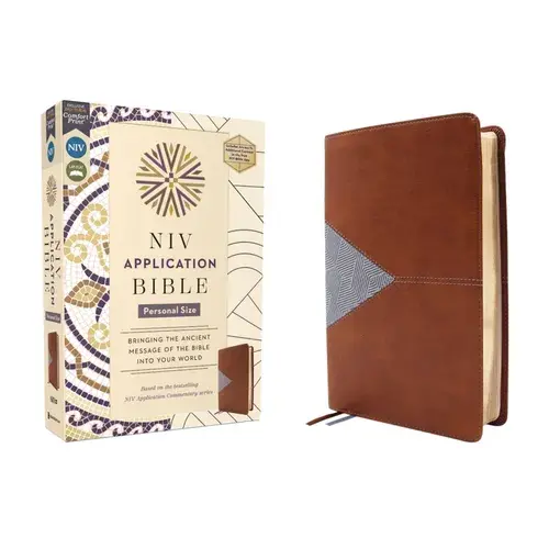 Niv Application Bible, Personal Size, Leathersoft, Brown/Blue, Red Letter, Comfort Print: Bringing The Ancient Message Of The Bible Into Your World - Imitation Leather 1